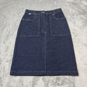 VTG Y2K 2005 Kentaur Womens Darkwash Western Midi Skirt Size 34 (24 waist)